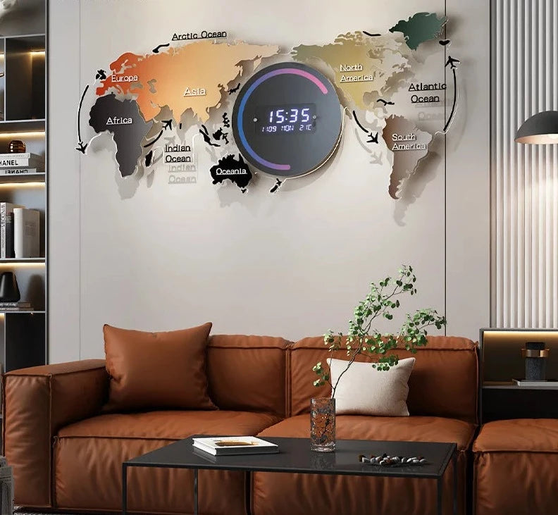 Mappa del mondo creativo orologi intelligenti con calendario decorazione per la casa soggiorno RELOJ DE PARTE 3D Orologio da parete intelligente Nuovo nuovo