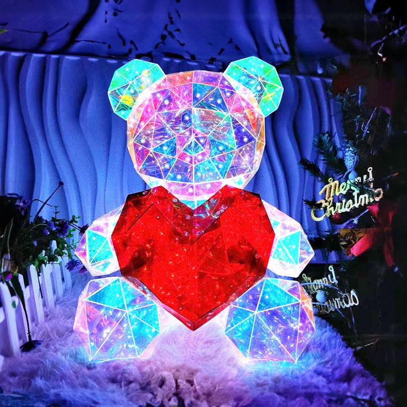 Drop Shipping 30 cm Phantom Multi -Facetten -Rosen -Teddybär Valentinstag Geschenk LED TEDDY BEI