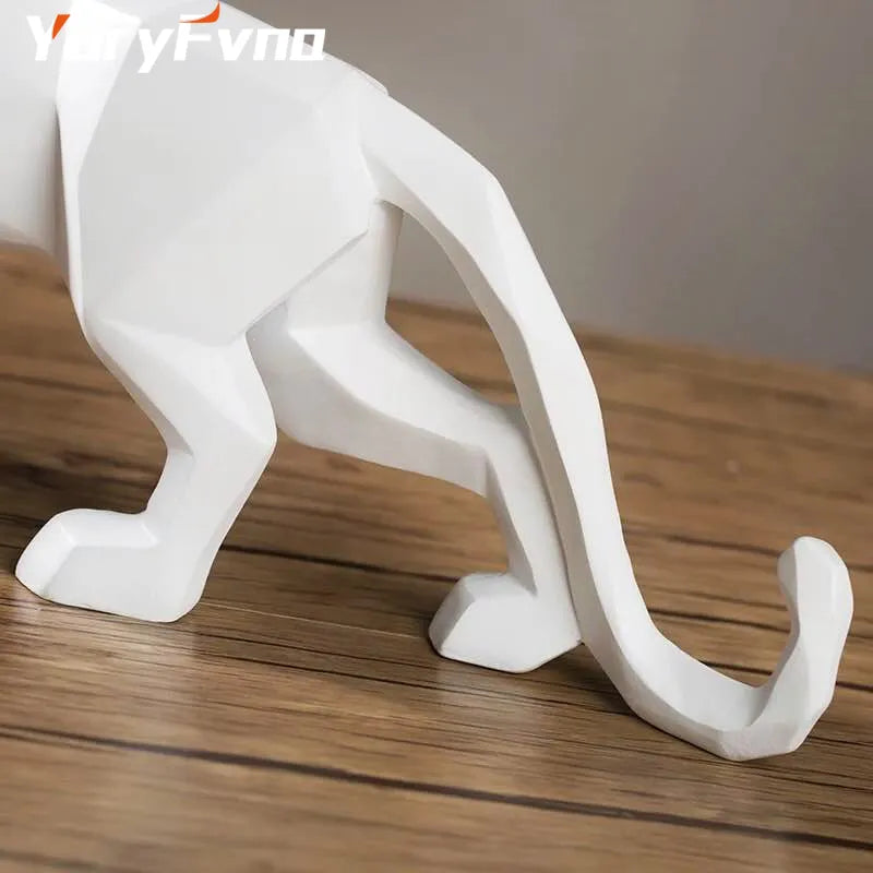 YURYFVNA Abstract Harts Leopard Statue Geometric Wildlife Panther Figurin Animal Sculpture Modern Home Office Decoration Gift