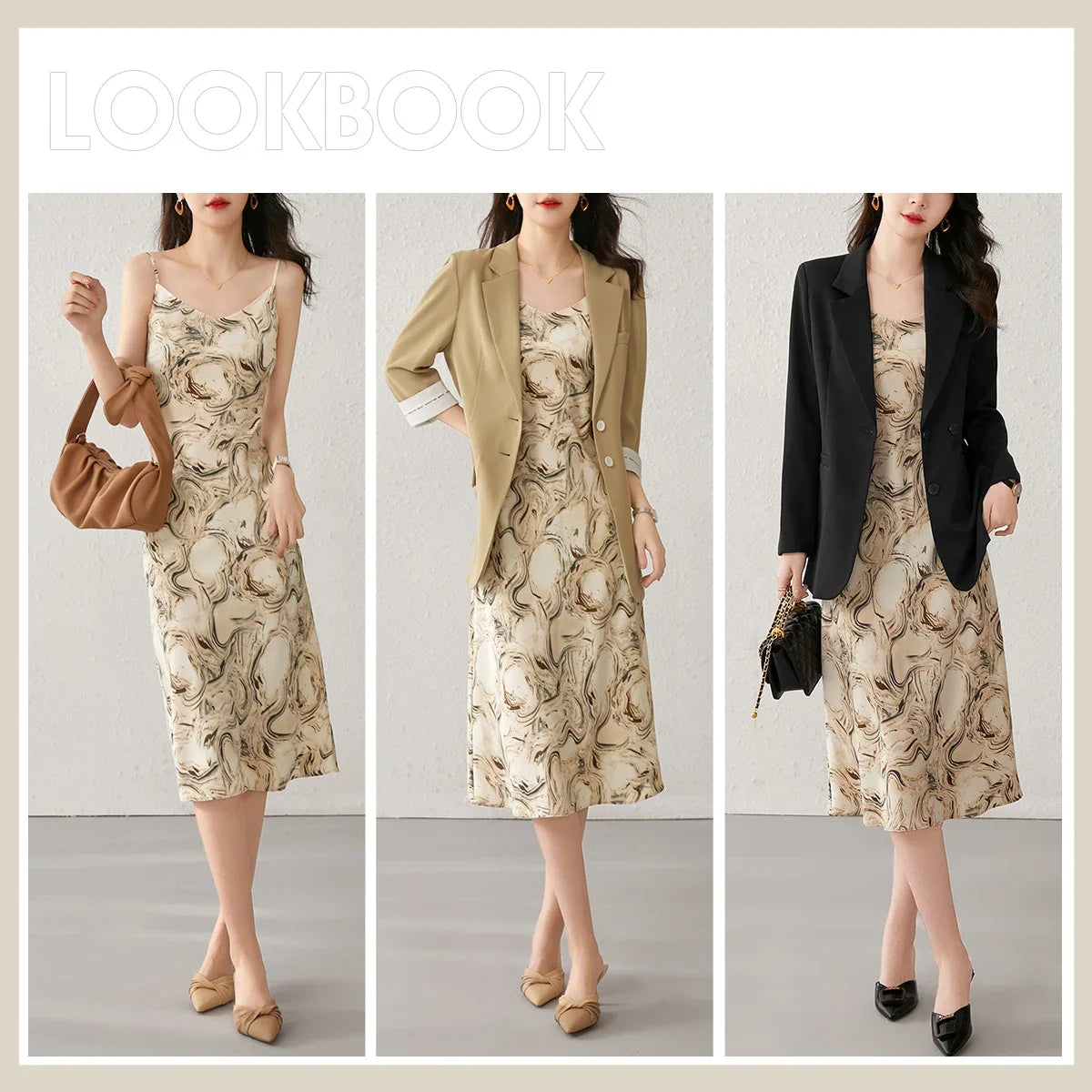 SENTUBILA Womens Slip Midi Print Dresses 2024 Spring Summer Korean Fashion Sundress Elegant Lady Slim Camisole Dress 121L40493