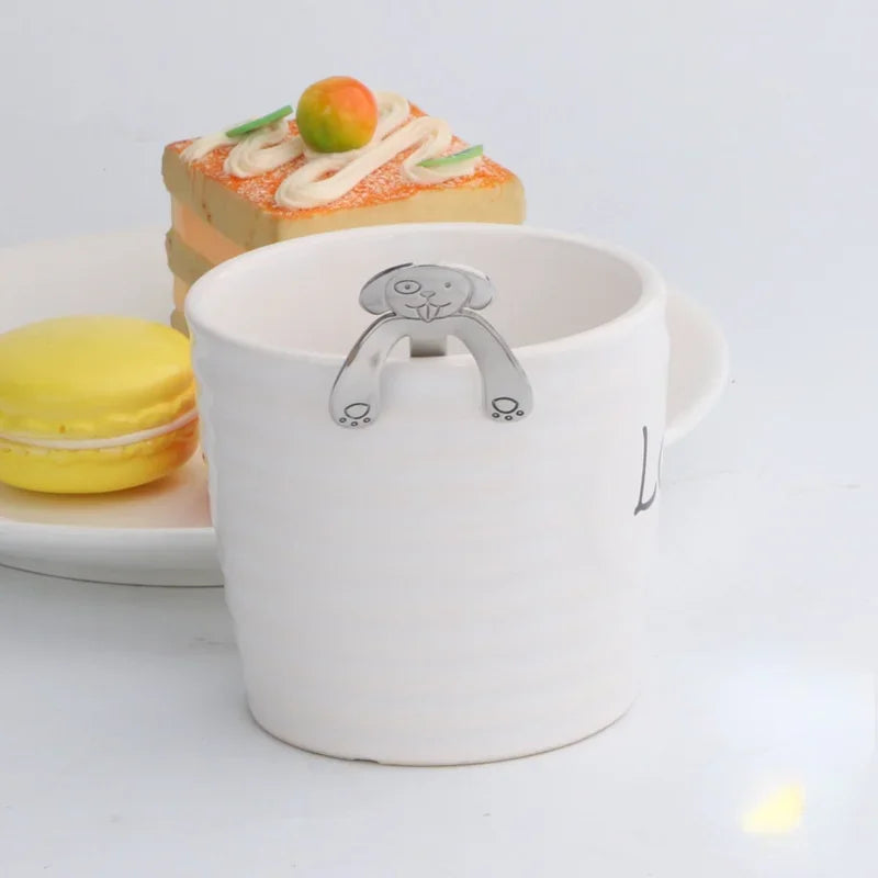 1PCS Eco-mesra kreatif keluli tahan karat anjing gantung cawan memeluk kopi sup teh sudu sudu teh dapur kayu 2022
