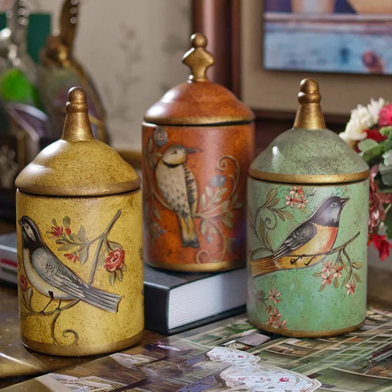 Vintage Ceramic Kitchen Jars förvaringsburkar Retro Tea Candy Jar Tin Sugar Cans Organizer Färg Tanks Matlagning WF1023303