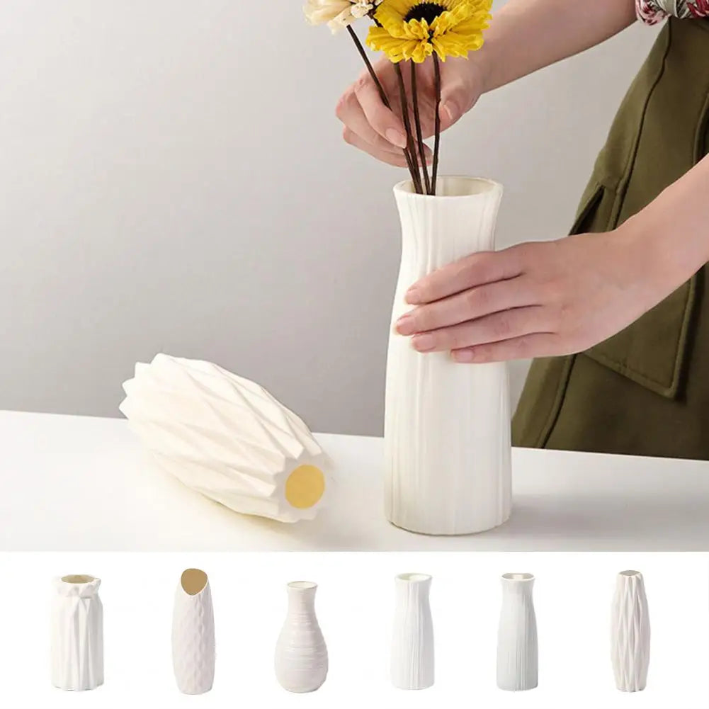 Koristeellinen burr ilmainen kukka-astiapöytä maljakko sisustus Pohjois-eurooppalaistyylinen valkoinen keraaminen maljakko asetettu kotitaloustarvikkeet