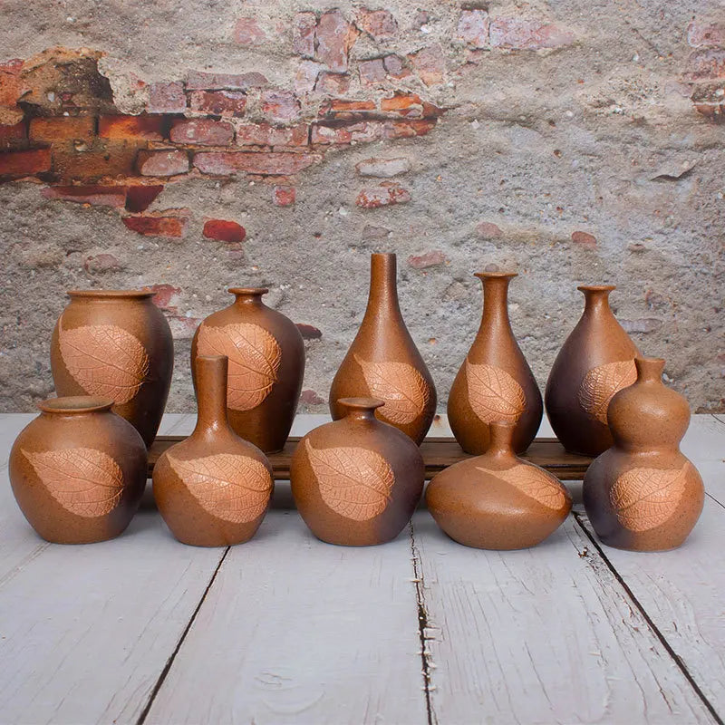 Jingdezhen Cerâmica Vaso vintage Clay deixa pequenos ornamentos frescos da prateleira de bocagem em casa Presente de decoração
