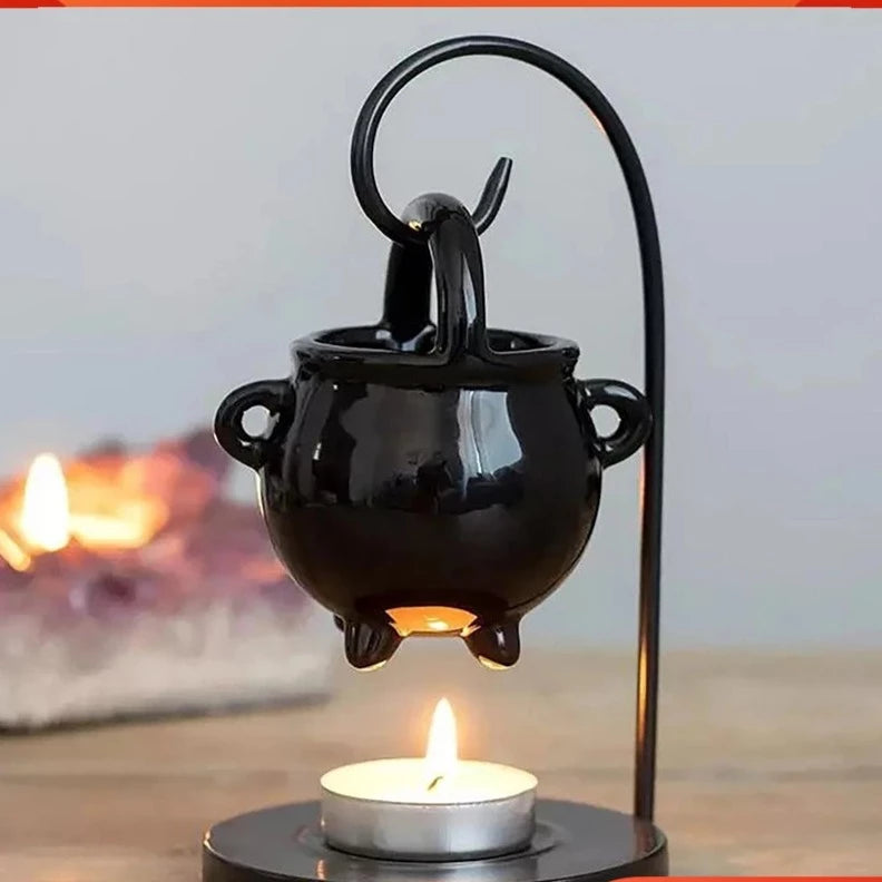 Menggantung pembakar dupa pagan cauldron pembakar untuk dekorasi Halloween untuk aromaterapi dasar lilin elemen penyihir leleh