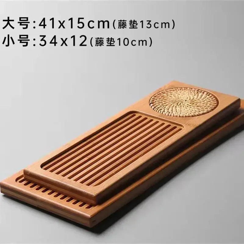 Bamboo Wood Tea Tray  Tea Plate Accessories Saucer Rattan Mat Rectangle Serving Table Plate Storage Dish for Hotel Gongfu Tea