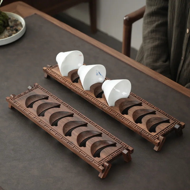 Lisävarusteet Tea Cup Storage -teline, kannettava, taitettava kuppi pidike, Kung fu -teepakkaus, teeseremonia bambulastia
