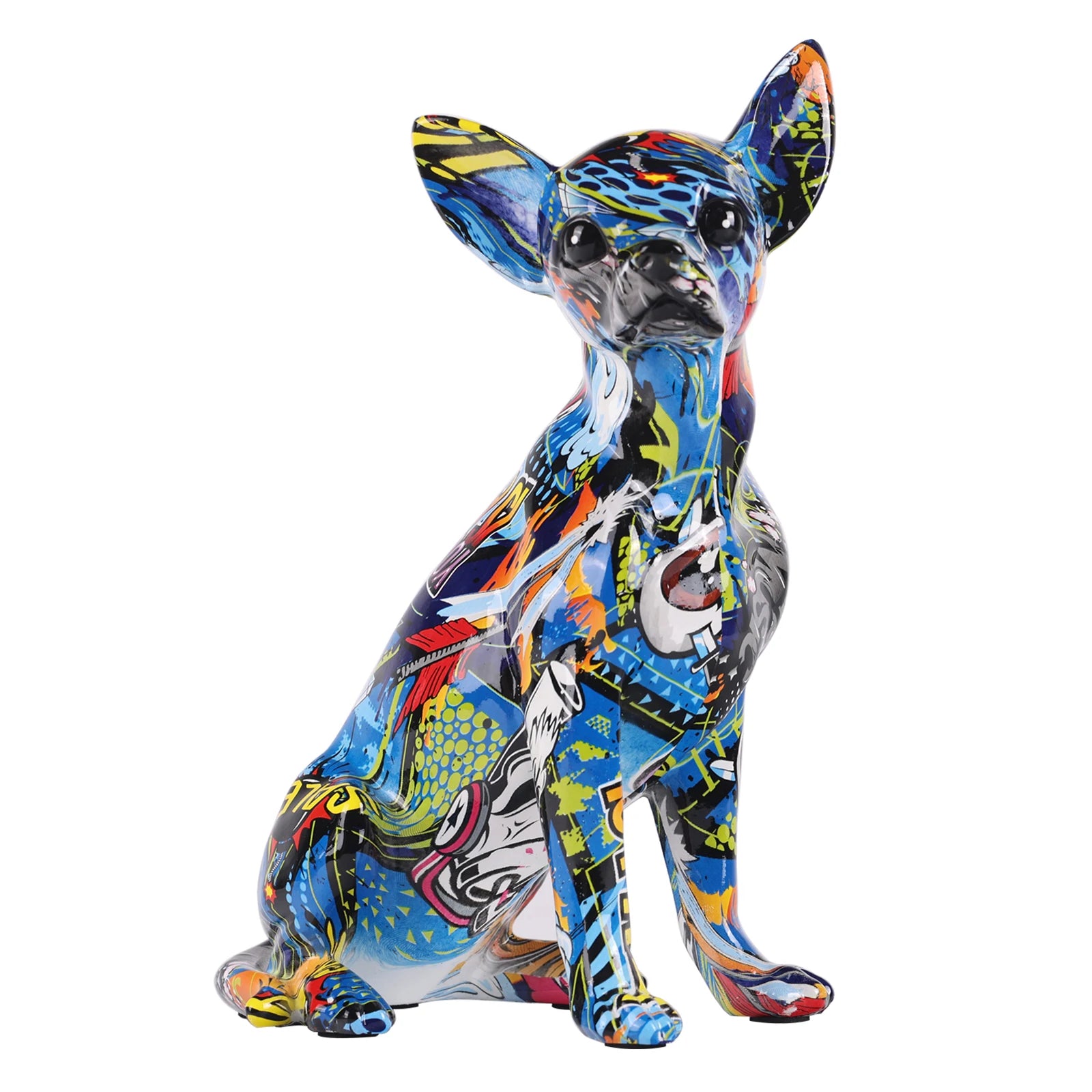 Estátua de cão de cor criativo Chihuahua estátua simples da sala de estar ornamentos em casa resina escultura artesanato decorações de decorações de decorações