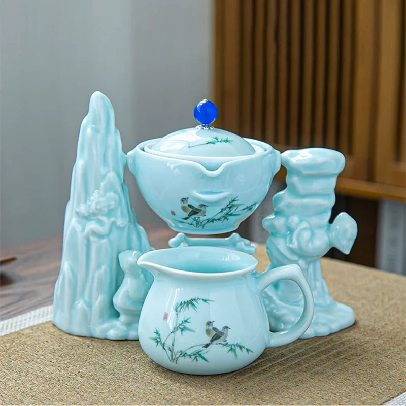 Čínský čaj Set Kung Fu Tea Set Automatická čaj Set Bone KONE Čínská čaj a šálku Nastavit kreativní čaj zelený čaj pro 6 lidí