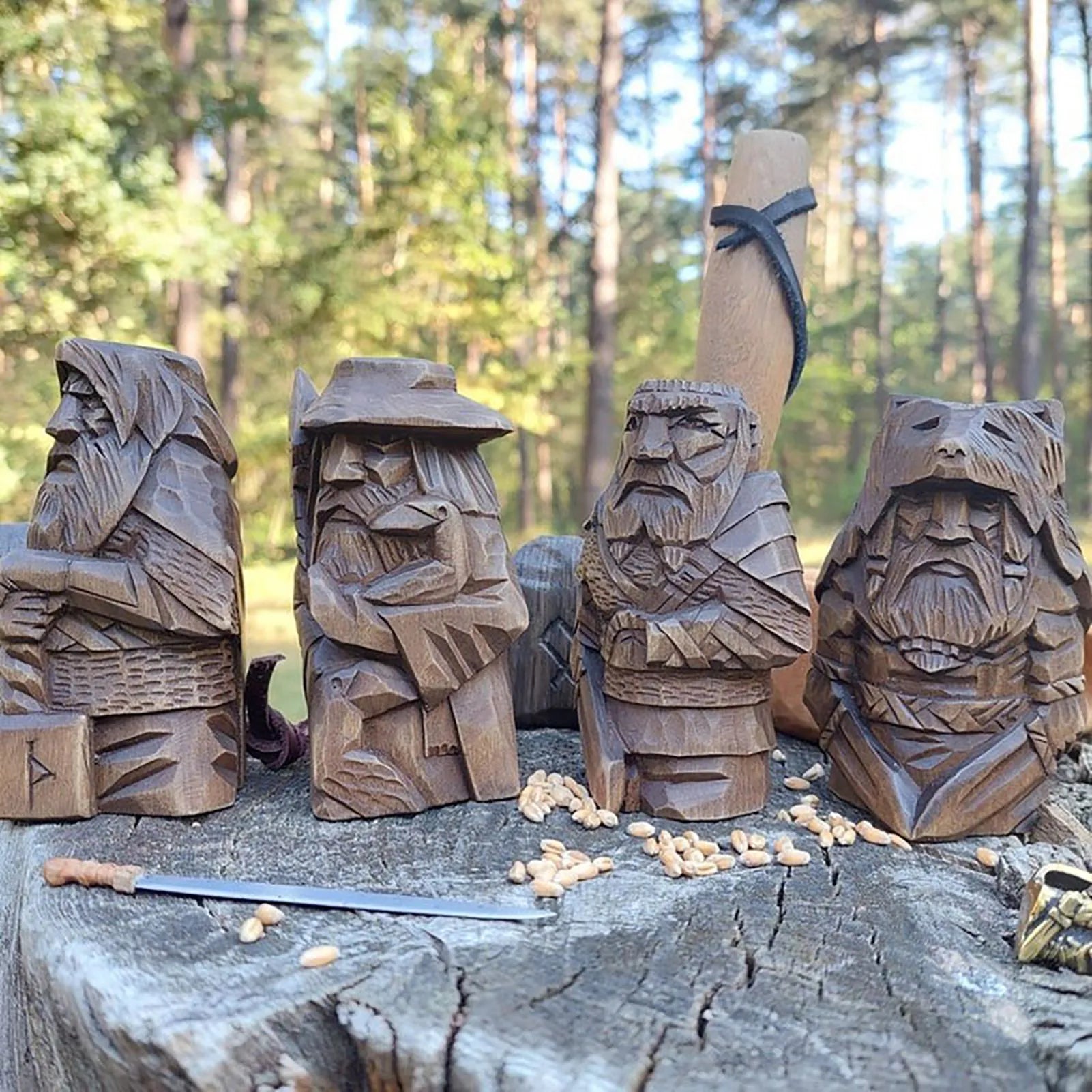 Odin Thor Tyr Ulfhednar Norse 이교도 수지 수지 바이킹 동상 북유럽 이교도 수지 장식품 가정 야외 정원 장식을위한 예술