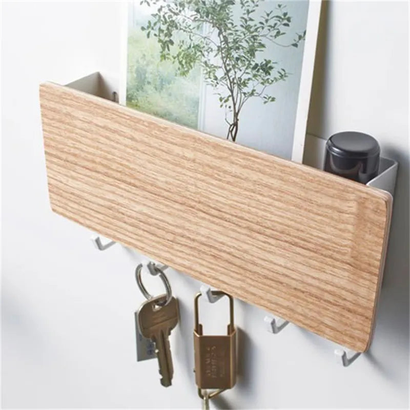 Bambú de pared colgante soporte para colgador organizador de pared rectángulo ganchos de la llave de la llave ganchos de la capa del hogar colgador del hogar