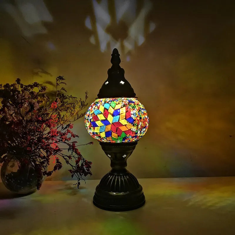 Table mosaïque turc lampe Vintage Art Déco Artisan Lamparas de Mesa Mosaïque Verre Lit romantique Light Lamparas Con Mosaicos