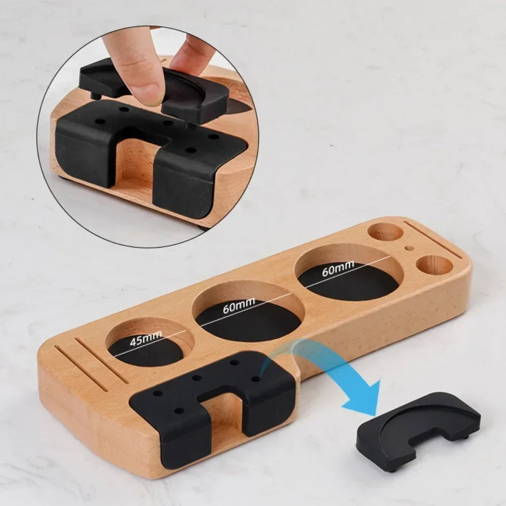 51/53/58mm Coffee Tamping Station Wooden Filling Base Espresso Distributor Mat Rack Protafilter Holder Cafe Barista Accessories