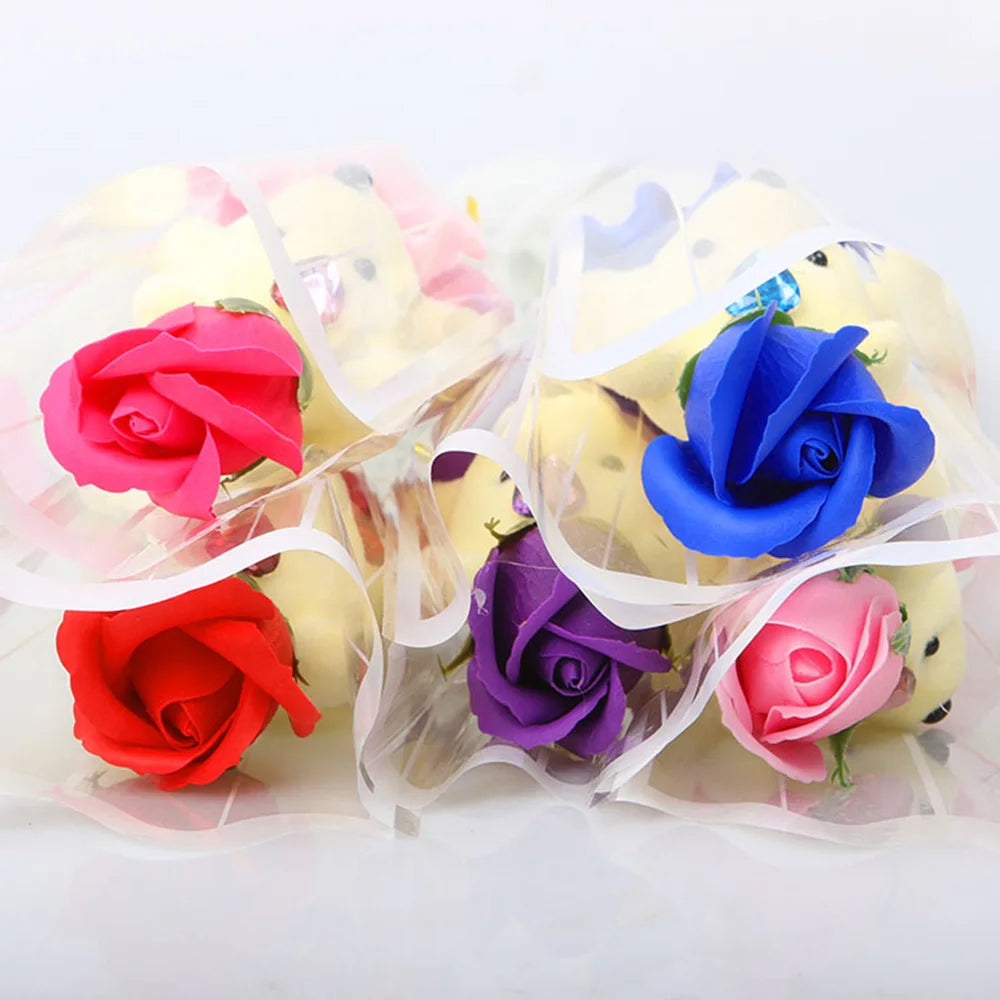Niedźwiedź mydło róży kwiat kreatywny butquet bukiet romantyczny walentynki dala prezent ślub urodziny