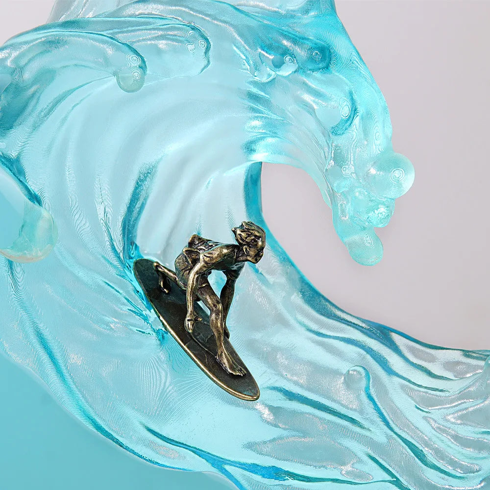Ocean Whale Surfing Desktop Hiasan Lampu Kreatif Pemegang Lampu Kayu Pepejal Hadiah Hari Lahir Malam
