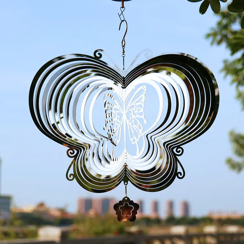 Baykuş rüzgar spinner döner metal heykel kinetik kelebek çanları spinners açık bahçe bahçe veranda ve kapalı binek dekorasyon