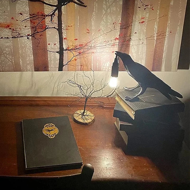 Reçine şanslı kuş karga duvar lambası masa lambası gece hafif yatak odası başucu oturma odası duvar lambası ev dekorasyon