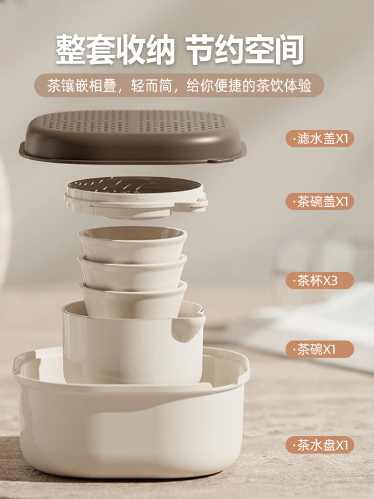 Bärbar reseuppsättning med handväska kinesiska Gaiwan Kung Fu Tea Set Tea Cups Coffee Cup Tea Maker