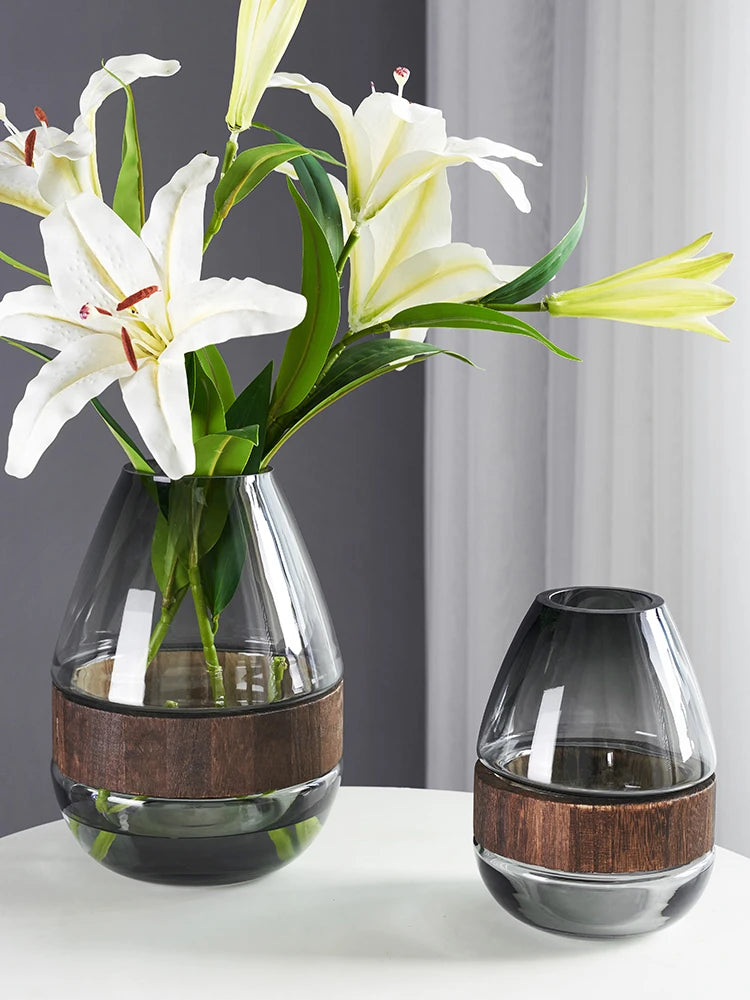 Luxury Glass Vase Large Vases Nordic Style Vintage Flower Vase for Living Room Bedroom Office Decoration Nordic Home Decor