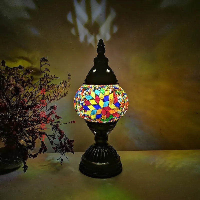 Turecká mozaická stolní lampa Vintage art deco ručně vyráběné lampas de Mesa Mosaic Glass Romanntic Bed Light Lamparas con Mosaicos
