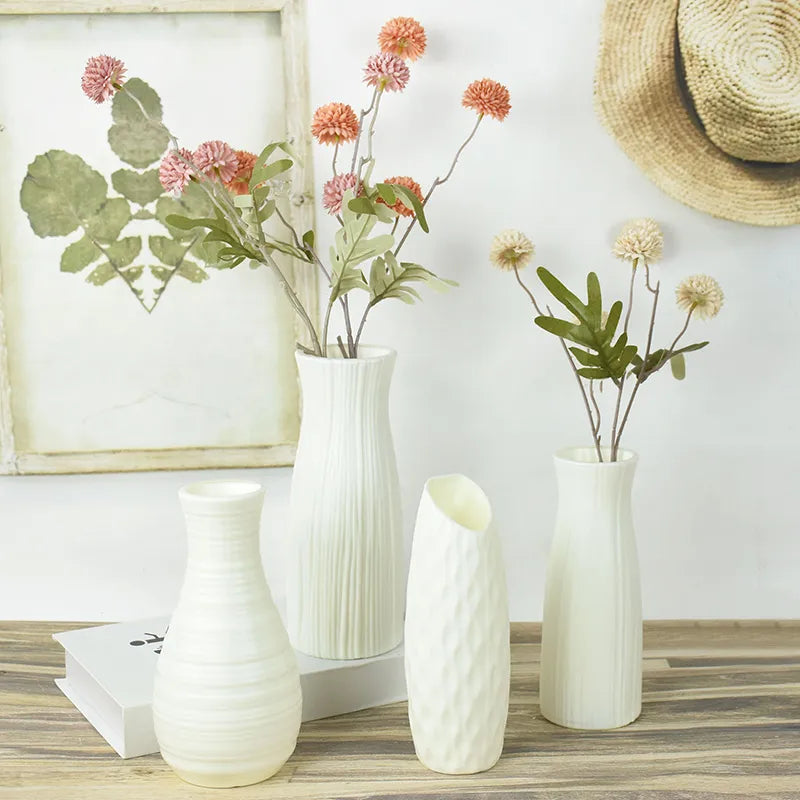 Vas bunga modern putih pink plastik vas pot bunga keranjang bunga nordik rumah tamu dekorasi ornamen ornamen rangkaian bunga