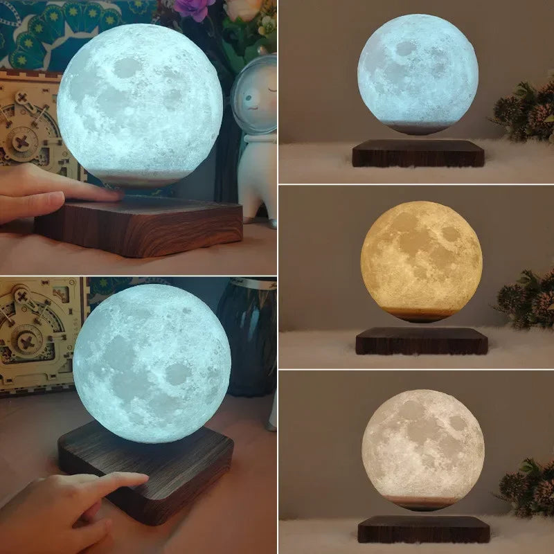 Levitación magnética 3D Lámpara de luna Saturno Ligero Touch Led giratoria luna flotante Lámpara de estar decoración de la sala del hogar dormitorio