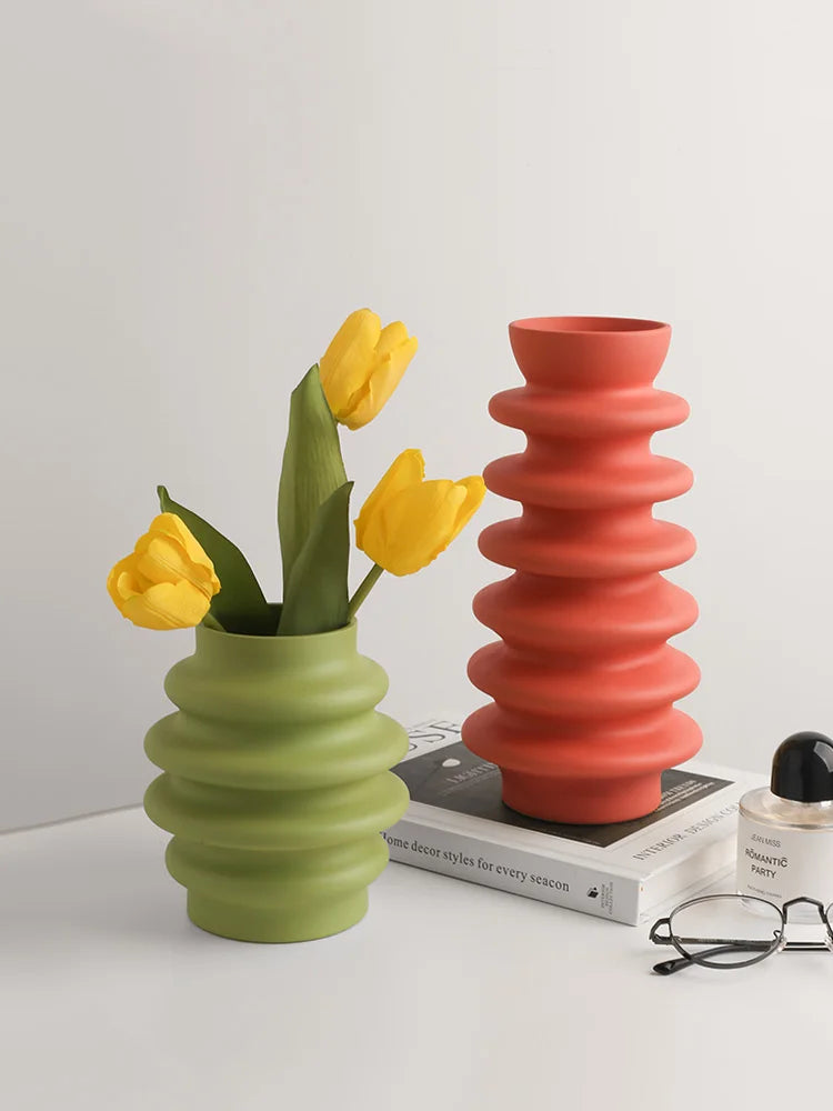 BHM Vase en céramique fait à la main Orange Black Home Decor Set Big Tall Modern Decoration Vase for Flower Vases
