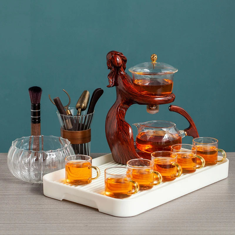 Hitzebeständige Glas-Teekannenhalter-Basis-Tee-Infuser Tea Wartee Automatisch Tee Set Tee Kungfu Teekanne Teetasse