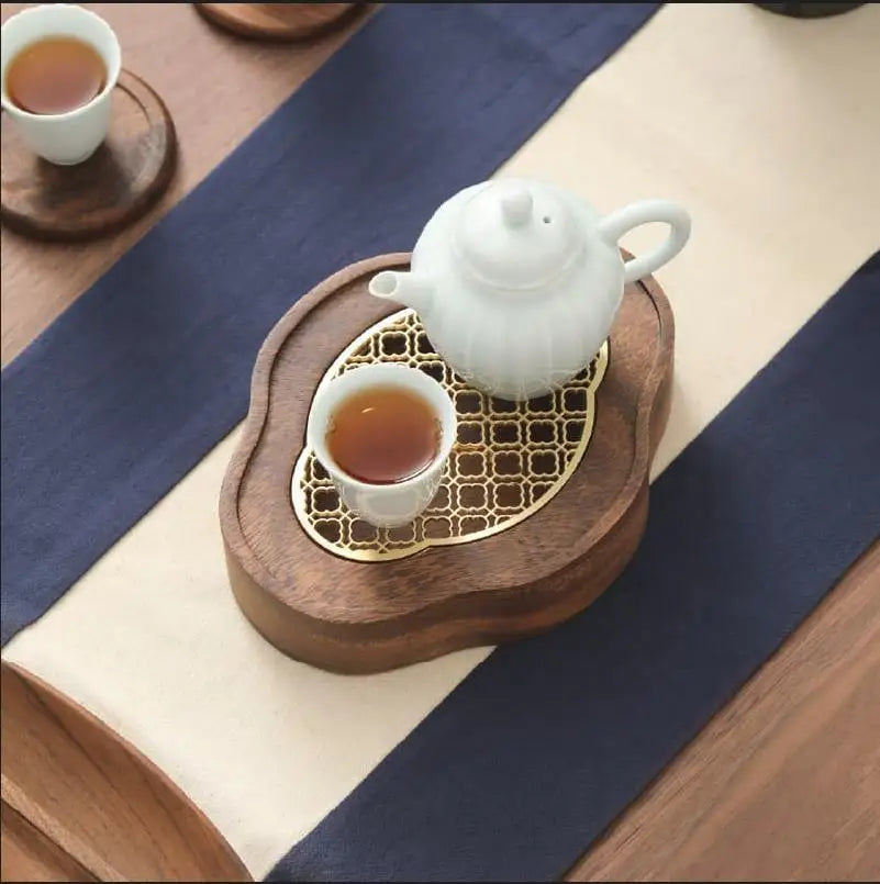 Plateau de thé en bois massif Style chinois Rétro stockage de stockage