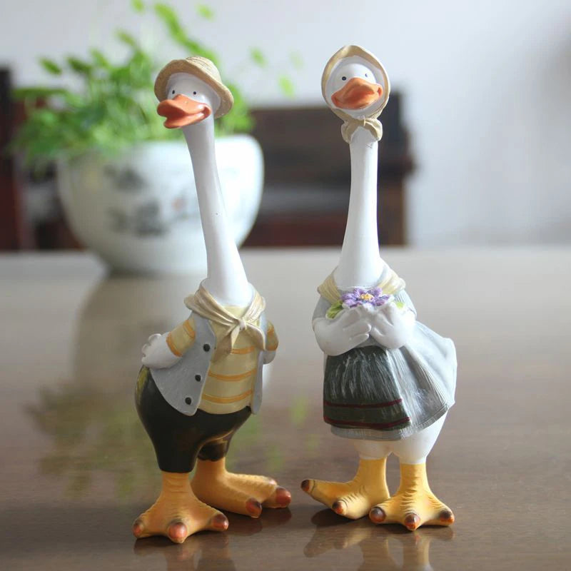 Creative Imitation Duck Figurer Personlighet Hartsstaty Figurin Garden Ornament Crafts Home Office Table Decoration Gifts