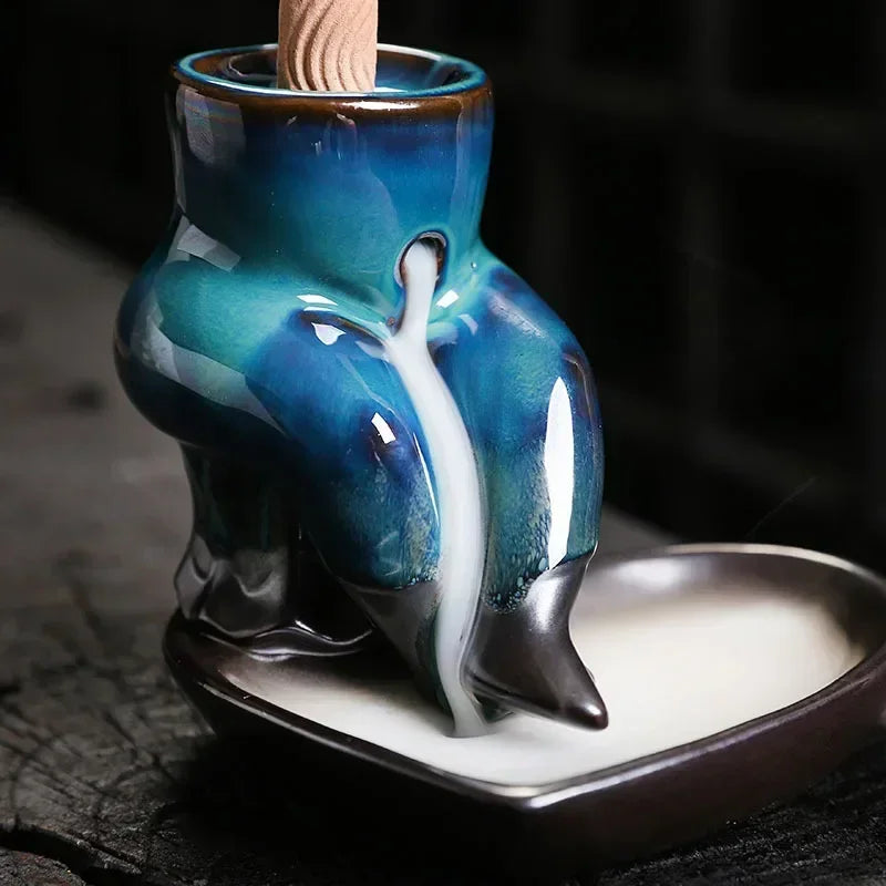 1pc, Body Art Ceramic Handicrafts Home Decorate Backflow Incense Burner Incense Censer (Without Incense)