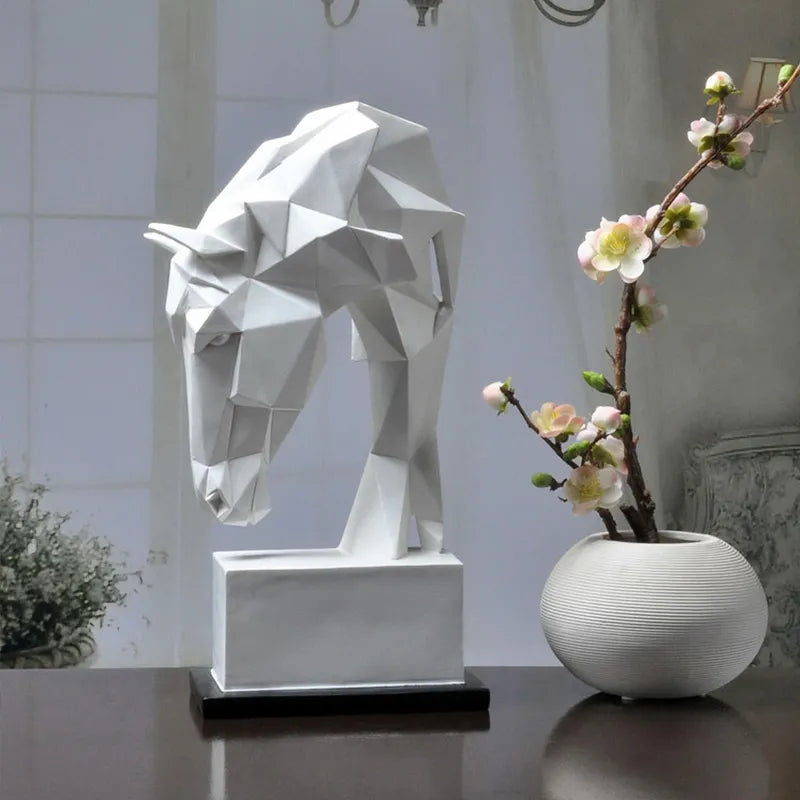 At baş süsleri reçine nordic modern ev dekorasyon sanatı hayvan geometrik origami el sanatları mobilyaları masa dekor heykelcikleri