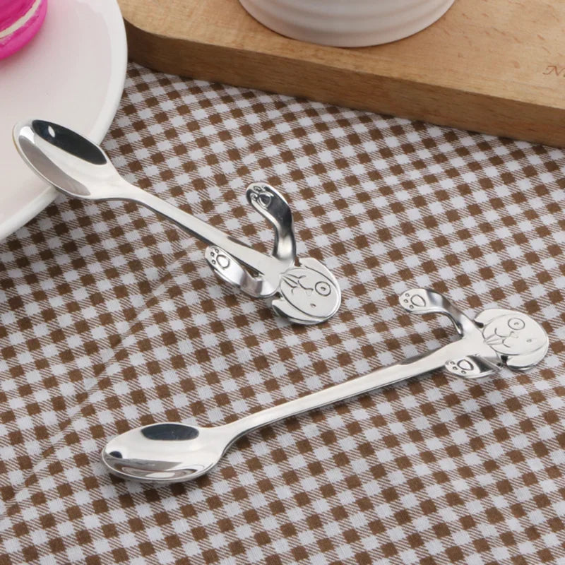 1pcs Eco-Friendly Creative Stainless Steel Dog Hanging Cup Hugging Coffee Tea Soup Sugar Spoon Teaspoons Kitchen Tableware 2022