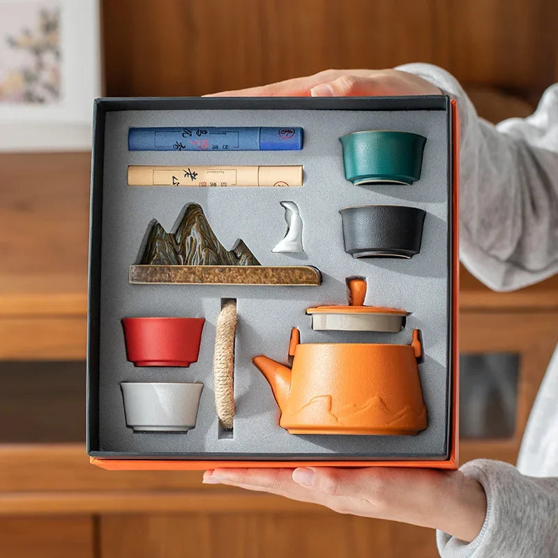 Juego de té chino Kung Fu Teaset Cerámica Portable Té de té tetera Makernfuser TEACUP CUP para té Regalos de negocios