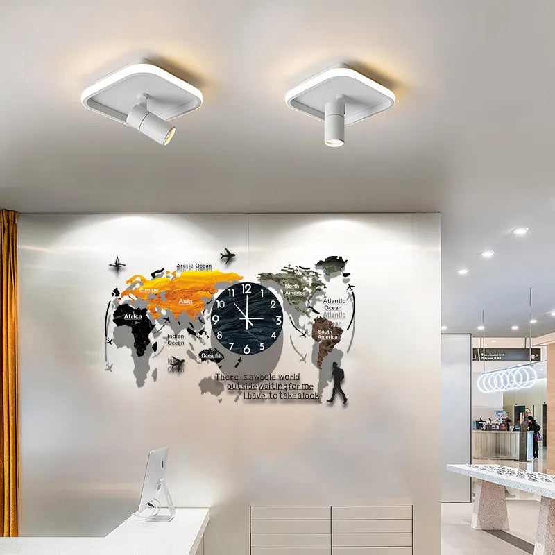 Maailmankartta seinäkello pohjoismainen moderni minimalistinen sisustus akryyli kodin makuuhuoneen toimistossa rei'itysvapaa seinäkello DIY-tarrat