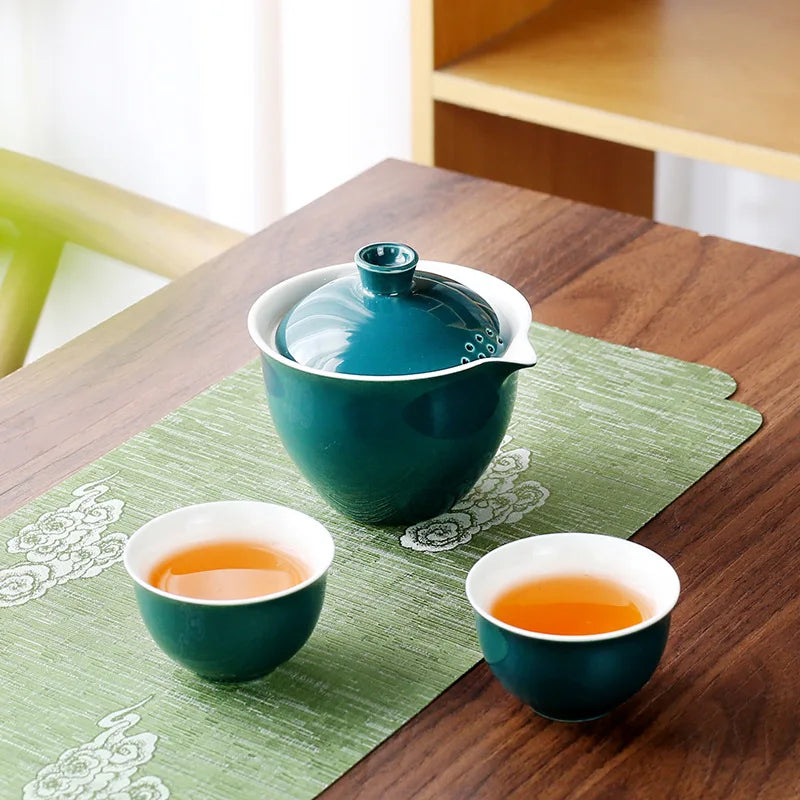 Con sacca da viaggio 2 tazze di tè cinese set da tè set da viaggio set ceramico teapot in porcellana teaset gaiwan tazze da tè utensile da tè