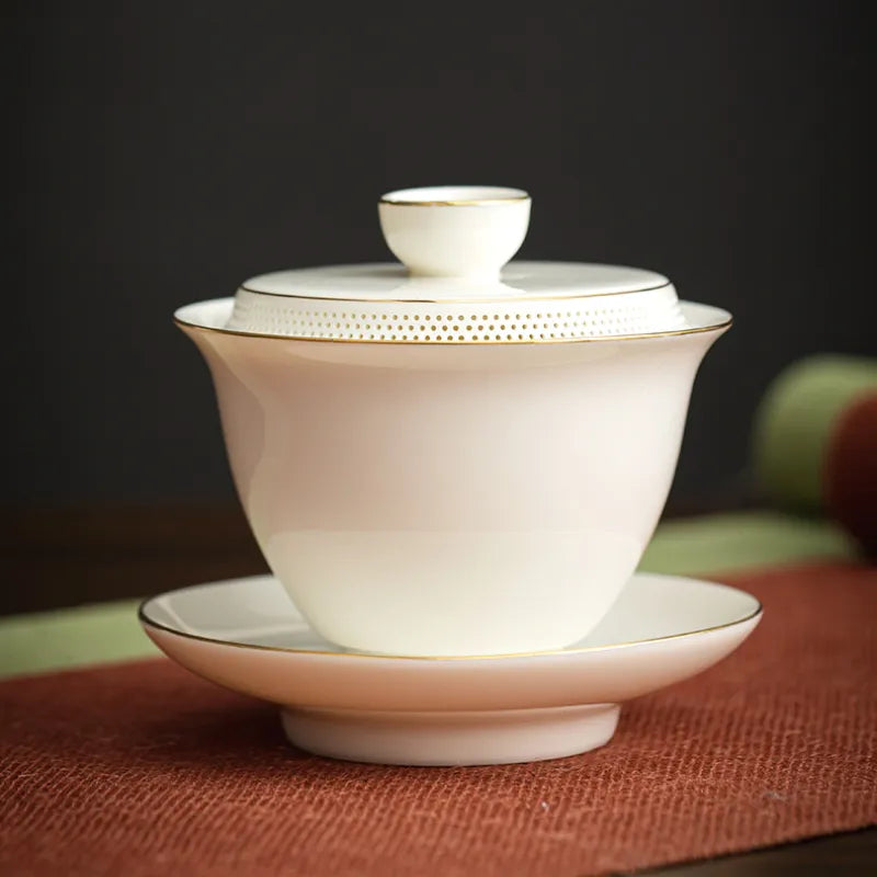 Thé en porcelaine blanc haut de gamme Tureen en céramique therme kung fu tasse pneus minces de thé bubble docile gaiwan tea tasse à thé