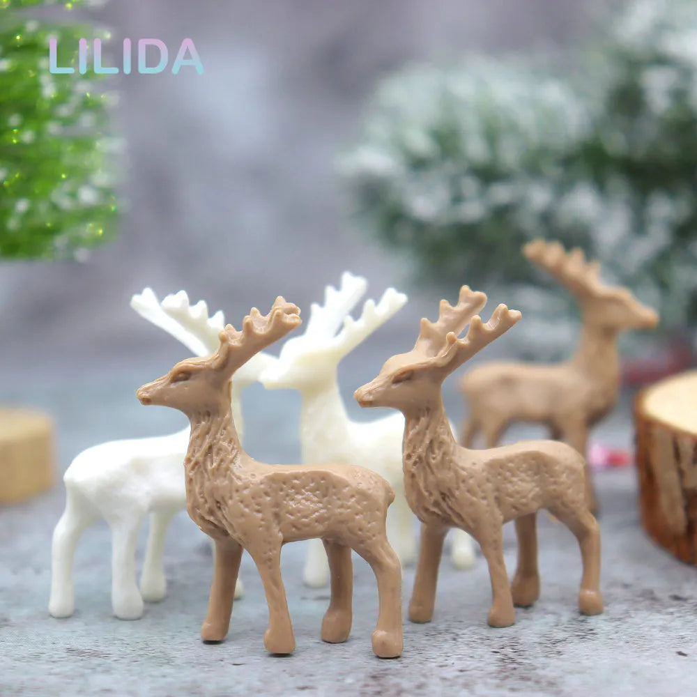 6/12 pezzi Mini renne in plastica artificiale Decorazione artigianato statue decorazioni per la casa accessori da giardino figurato ciondolo natalizio