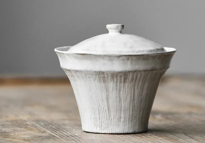 100 ml de poudre japonaise yin blanc gaiwan gaiwan fabriqué à la main de poterie brute de poterie the the the maquilleur bol cha accessoires de vaisselle cadeau