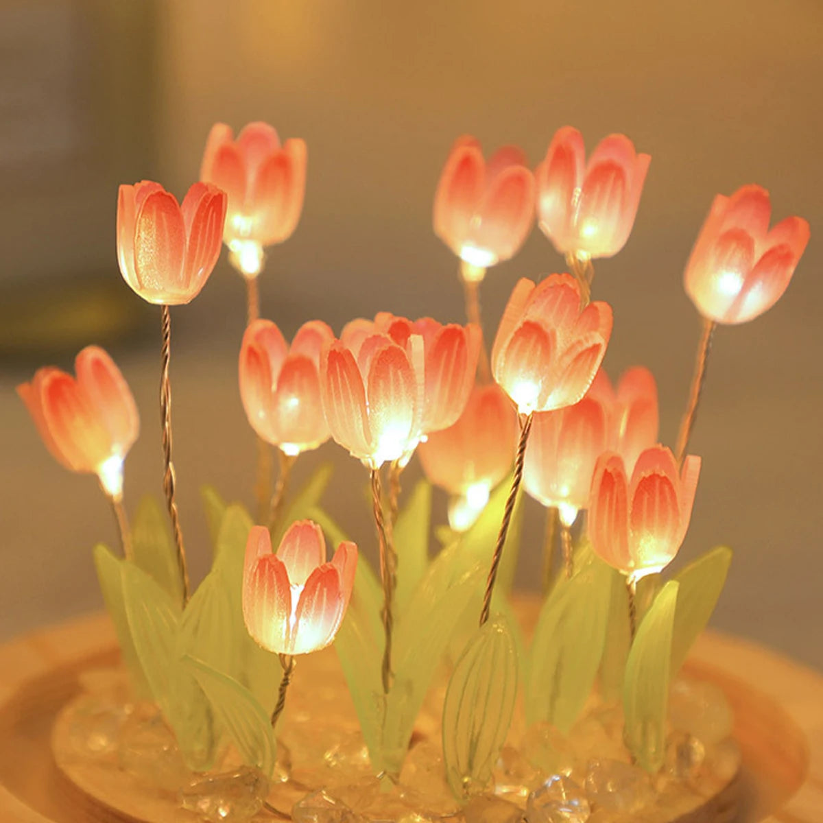 10/20pcs Tulip Noche Ligación de tulipán Batería Lámpara de mesa de flores Tulip