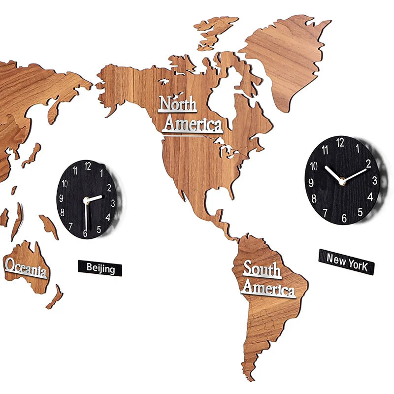 Mappa del mondo orologio da parete nordico soggiorno orologio da parete creativo fai -da -te grande adesivo da parete 3d varietà di accessori per decorazioni per la casa