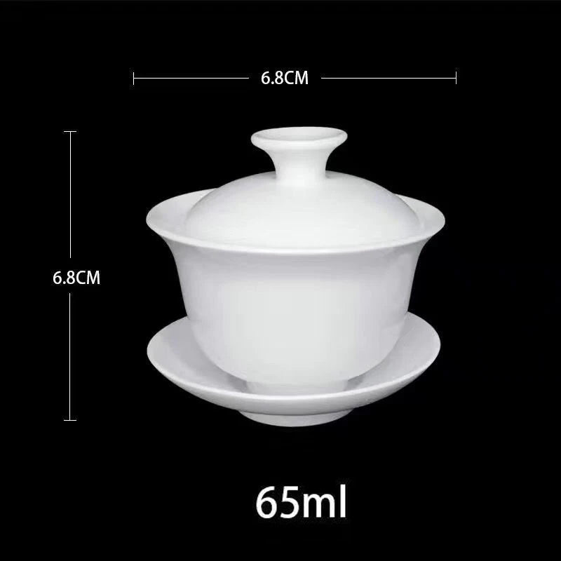 Dehua White Porcelain Cover Bowl Household Kungfu Single Tea Cup Gaiwan Handmade Ceramic Tea Set Large Small Sancai Cover Bowl