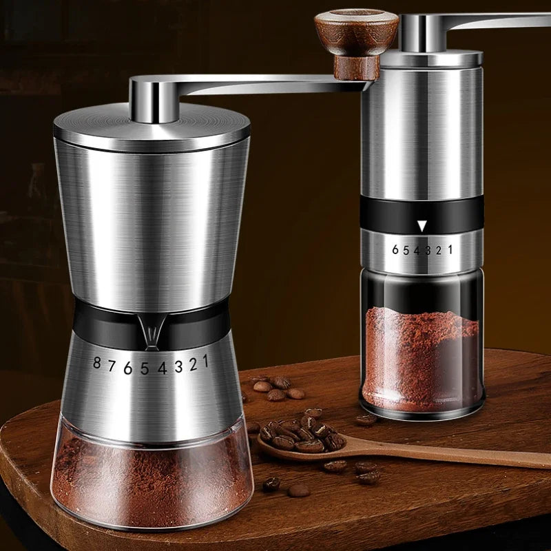 Manuel kaffemølle kaffeklibet tilbehør bærbar producent espresso tilbehør bønne rustfrit stål manuelt kaffevæg