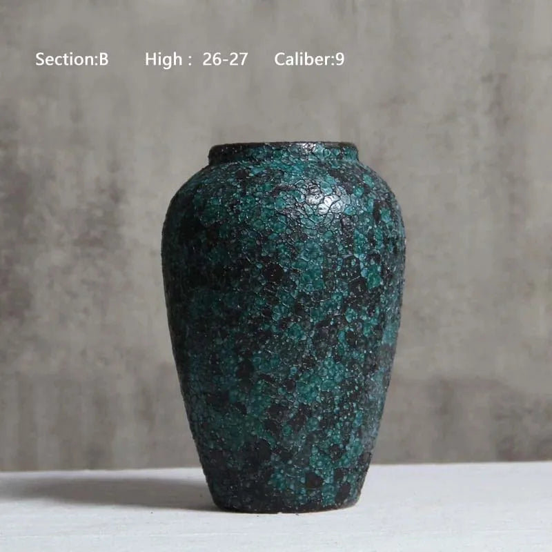 Jingdezhen-Vintage Chinese Traditional Ceramic Vase, Dark Blue, Home Decoration, Fine Rough Surface Furnishings
