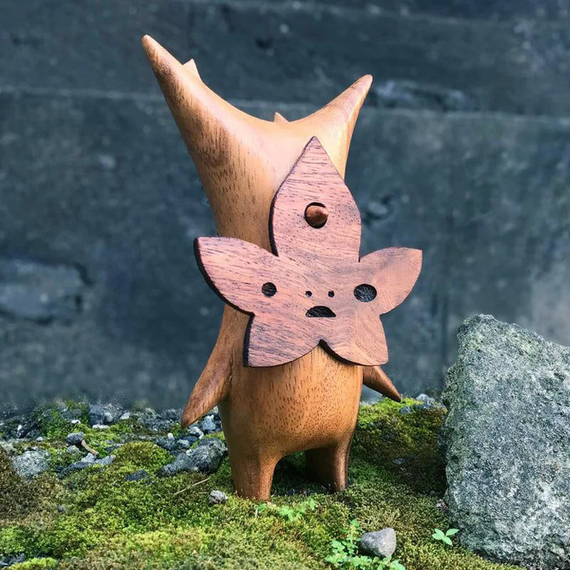 Korok -patsas, hartsi Korok -perhe, käsityölahja pelin ystäville Zelda Breath of the Wild Wooden Korok -patsas