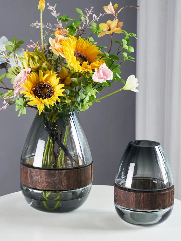 Vaso di vetro di lusso grandi vasi vaso di fiori vintage in stile nordico per decorazioni per la casa della camera da letto del soggiorno