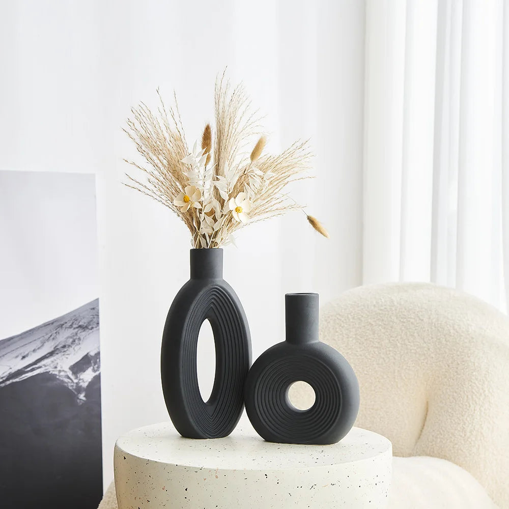 2PCS Ceramiczny owalny zestaw wazonów ins styl dekoracja domu nordycka wazon lekki luksusowy pojemnik na kwiaty nowoczesne domowe dekoracje biurka
