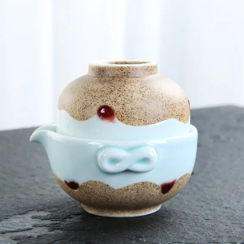 wholesale porcelain tea set 1 pot 1 cup,high quality beautiful and elegant Gaiwan teapot and cups easily travel kettl