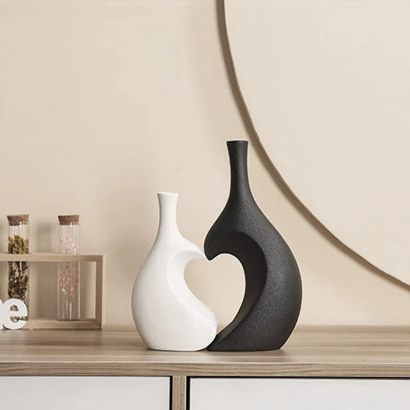 2 pcs/set keramik merangkul vas berbentuk hati untuk pampas rumput bunga kering ruang tamu nordic home dekorasi aksesoris meja meja