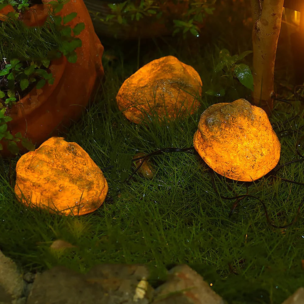 Lâmpada de lâmpada de 4 em 1 imitação de pedra solar LEITO LIVRO LIVRA PAVAGEM DE ÁGUAs à prova d'água para decoração